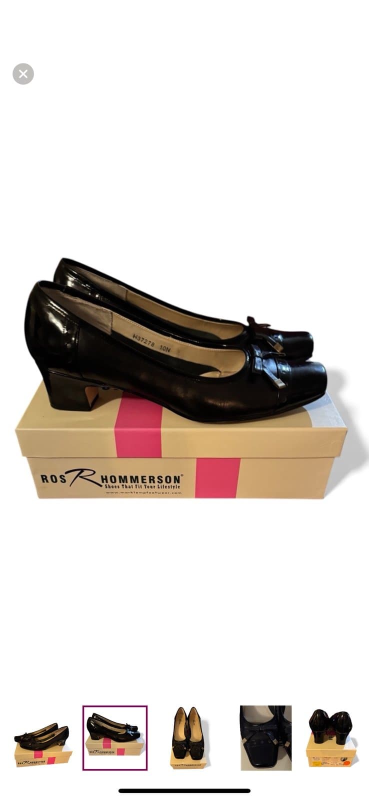 ROS HOMMERSON Early 90’s Black Lumina Leather/Patent Spectator Heels Sz 10 N - Thumbnail 3