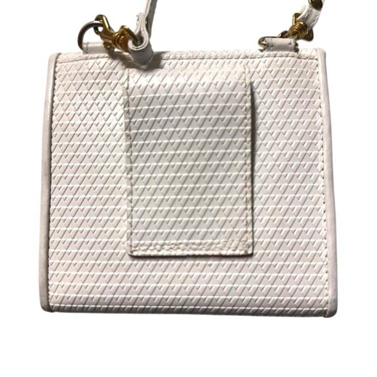 LIZ CLAIBORNE 1983 White Leather Triangle Compact Wallet Velcro Crossbody Bag - Thumbnail 4