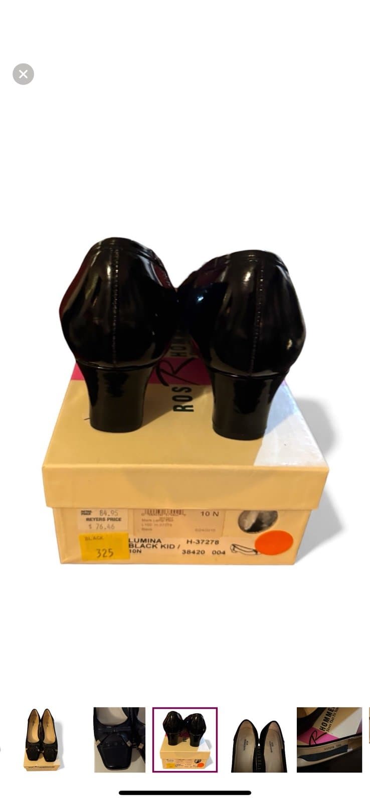 ROS HOMMERSON Early 90’s Black Lumina Leather/Patent Spectator Heels Sz 10 N - Thumbnail 5