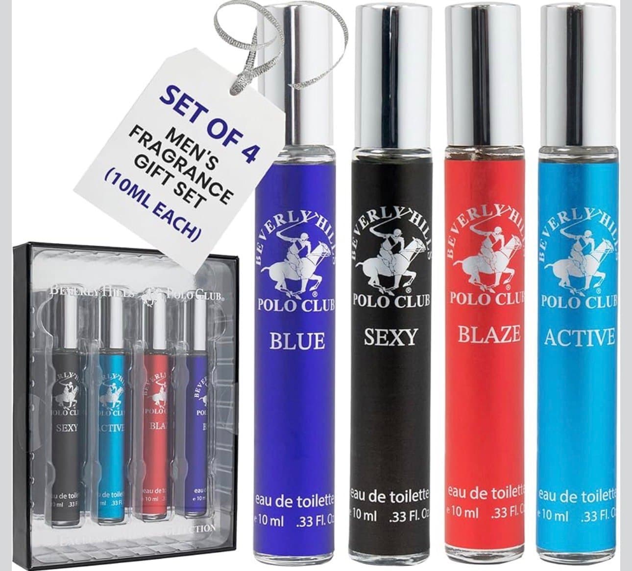 Beverly Hills Polo Club EDT 4 Pc Pen Spray Collection - Sexy Blaze Classic Blue - Image 1