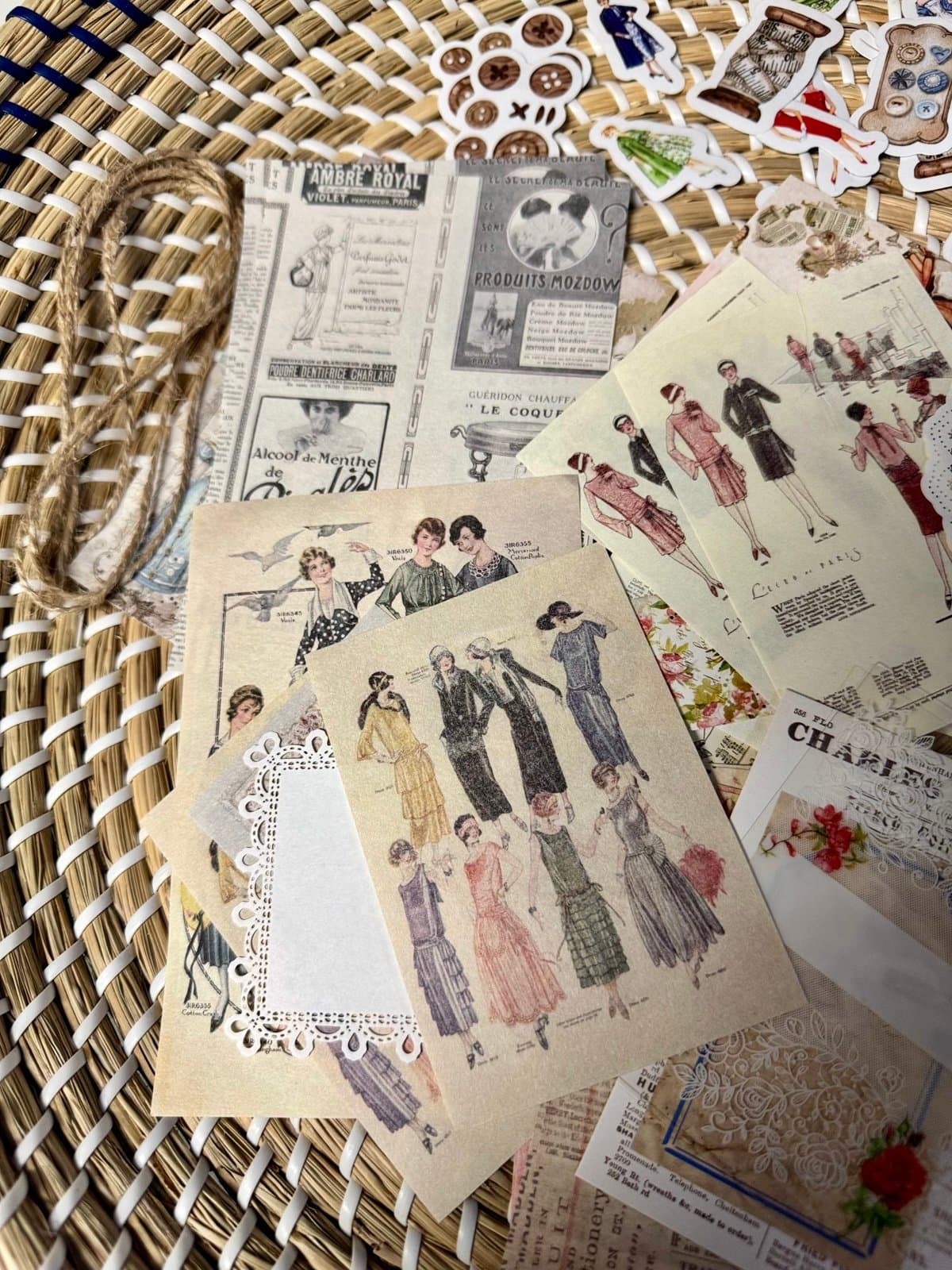 60+ Curated Bundle Vintage Fashion Stickers Papers, Frames for Scrapbooking NEW - Thumbnail 2