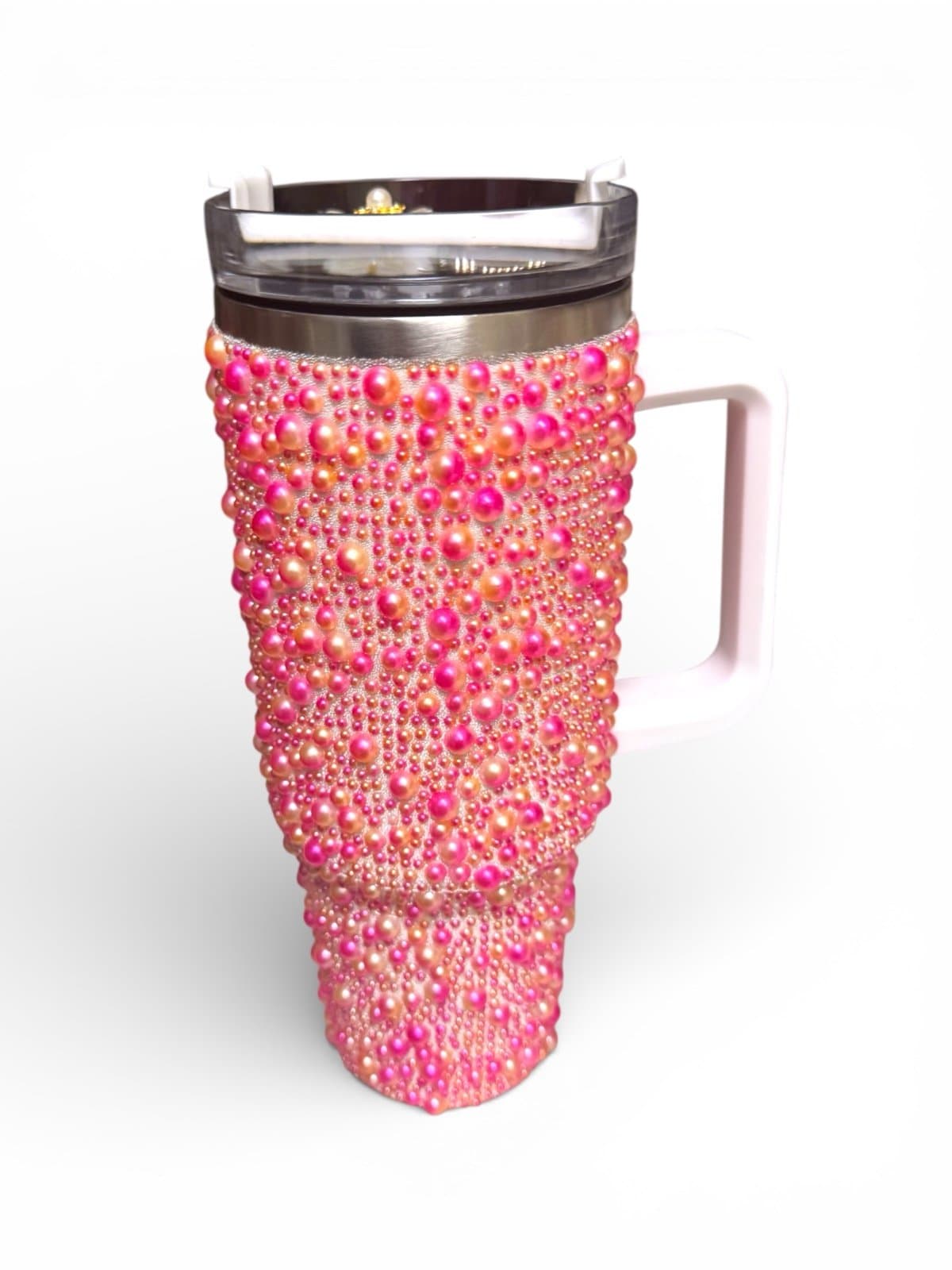 Red & Pink Pearl Encrusted Blinged Out 40 Oz Tumbler NEW - Thumbnail 3
