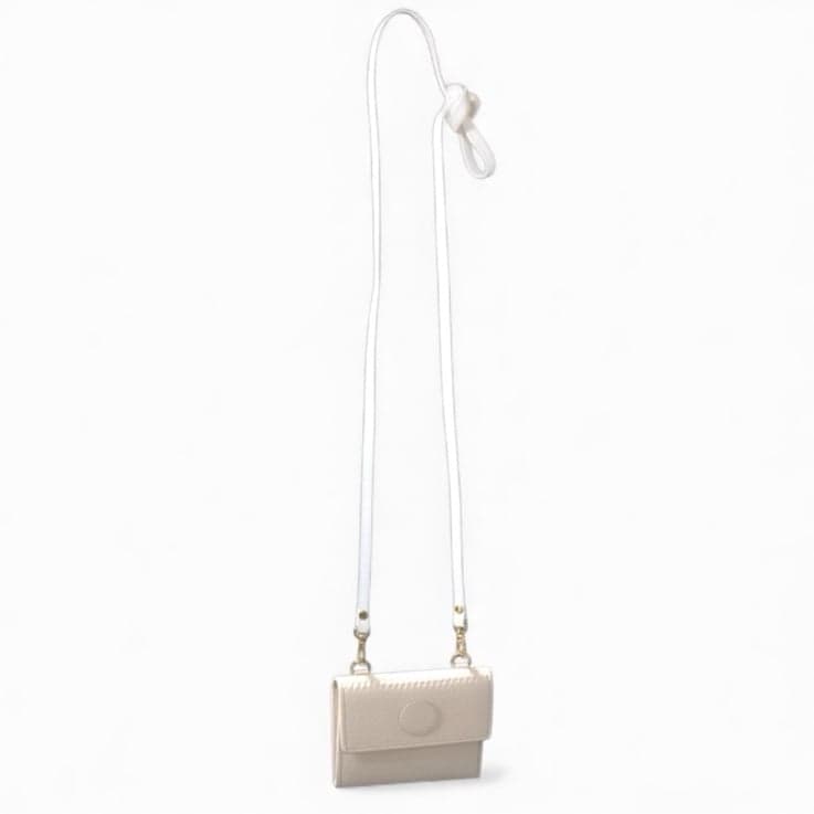 LIZ CLAIBORNE 1983 White Leather Triangle Compact Wallet Velcro Crossbody Bag - Thumbnail 3