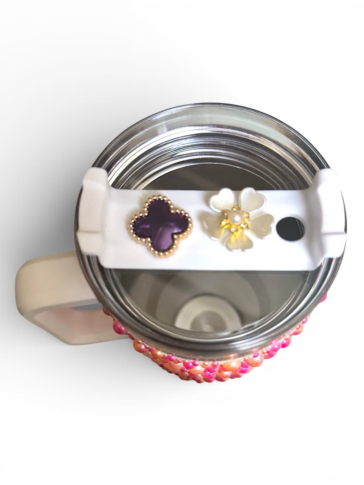 Red & Pink Pearl Encrusted Blinged Out 40 Oz Tumbler NEW - Thumbnail 2