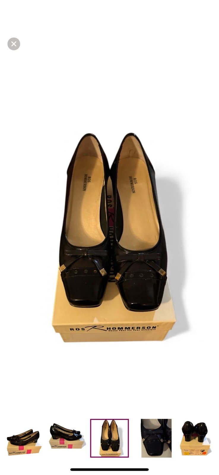 ROS HOMMERSON Early 90’s Black Lumina Leather/Patent Spectator Heels Sz 10 N - Thumbnail 2