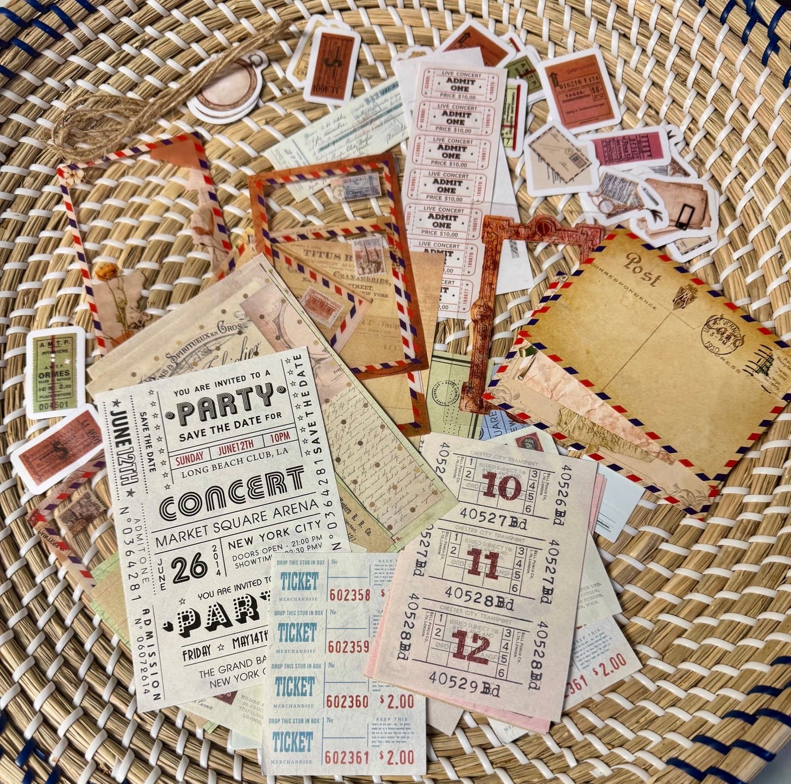 60+ Curated Bundle Vintage Travel Stickers Papers, Frames for Scrapbooking NEW - Image 1