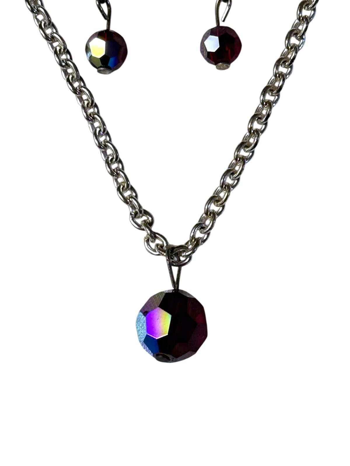 Crystale by L&J Aurora Borealis Swarovski 925 Plated Jewelry Set NEW Deadstock - Thumbnail 2