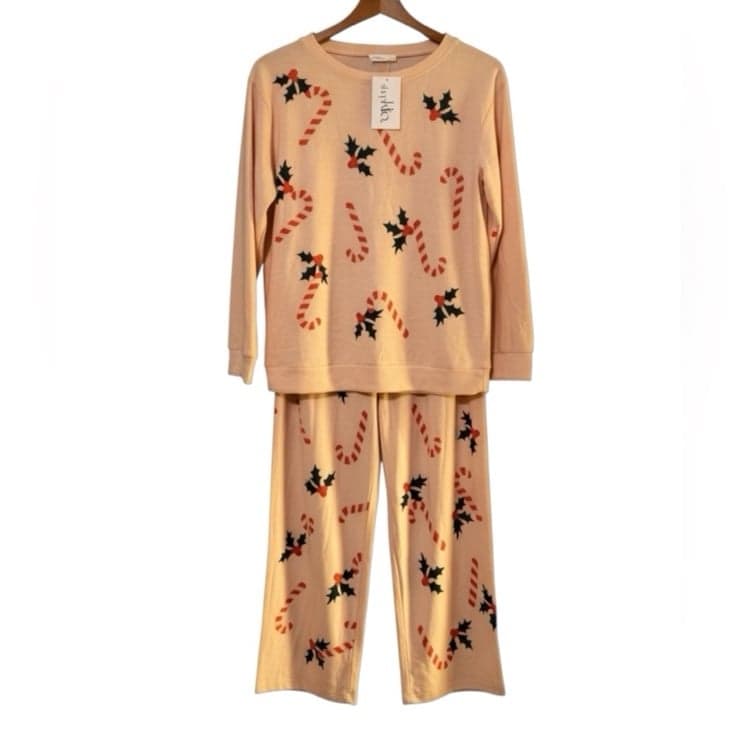 PHIL LOVE Peach Pink The Jolly Lounge Set Sz L NWT $78 Christmas Holiday - Image 1