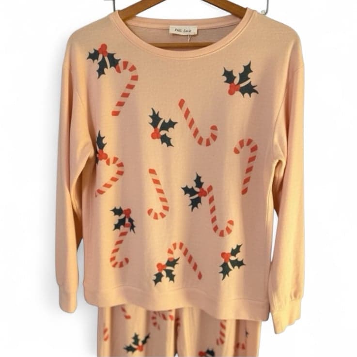 PHIL LOVE Peach Pink The Jolly Lounge Set Sz L NWT $78 Christmas Holiday - Thumbnail 2