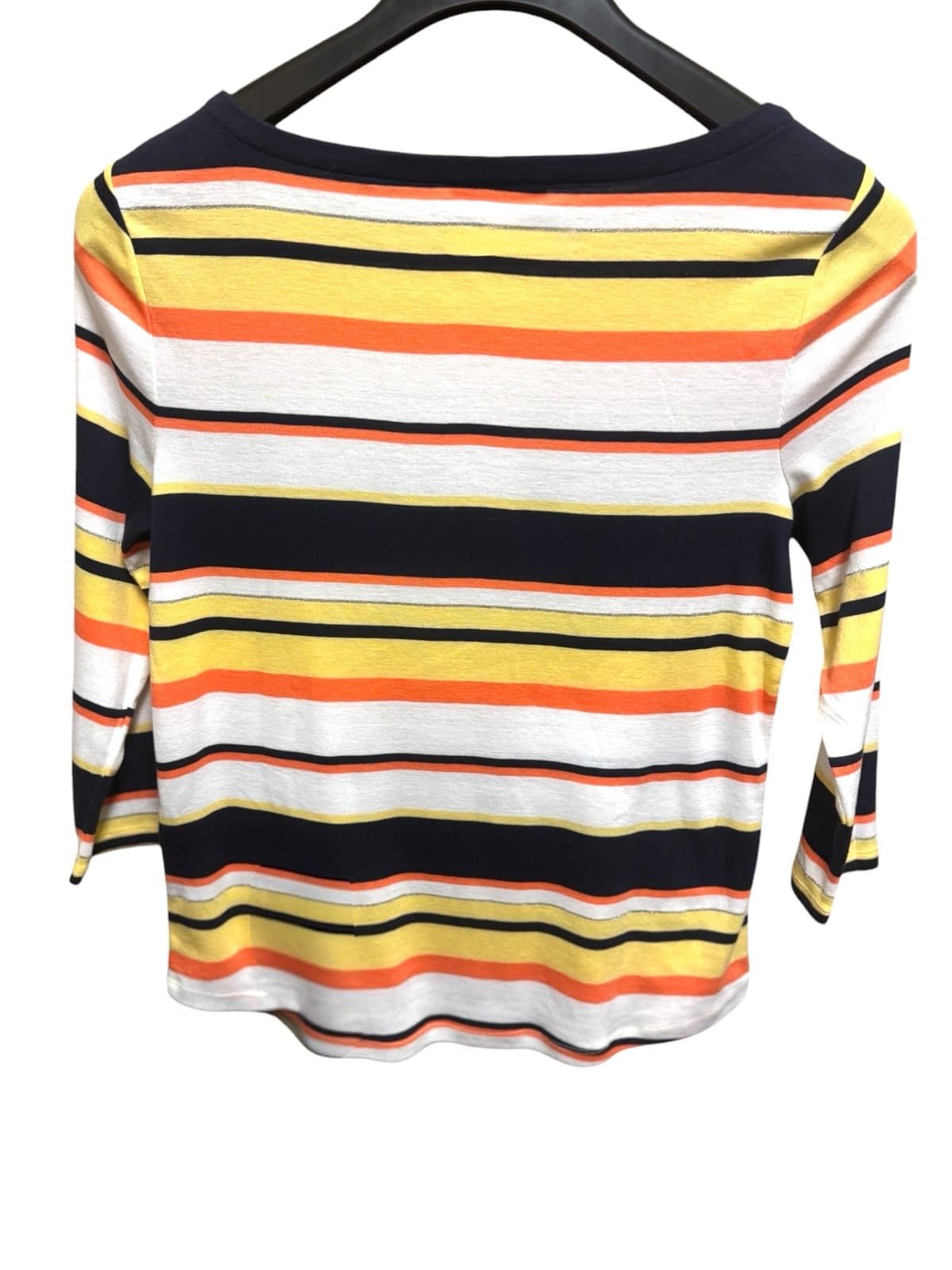 Charter Club Multi-Stripe Supima Cotton Button Shoulder 3/4 Sleeve Top Sz S NEW - Thumbnail 3