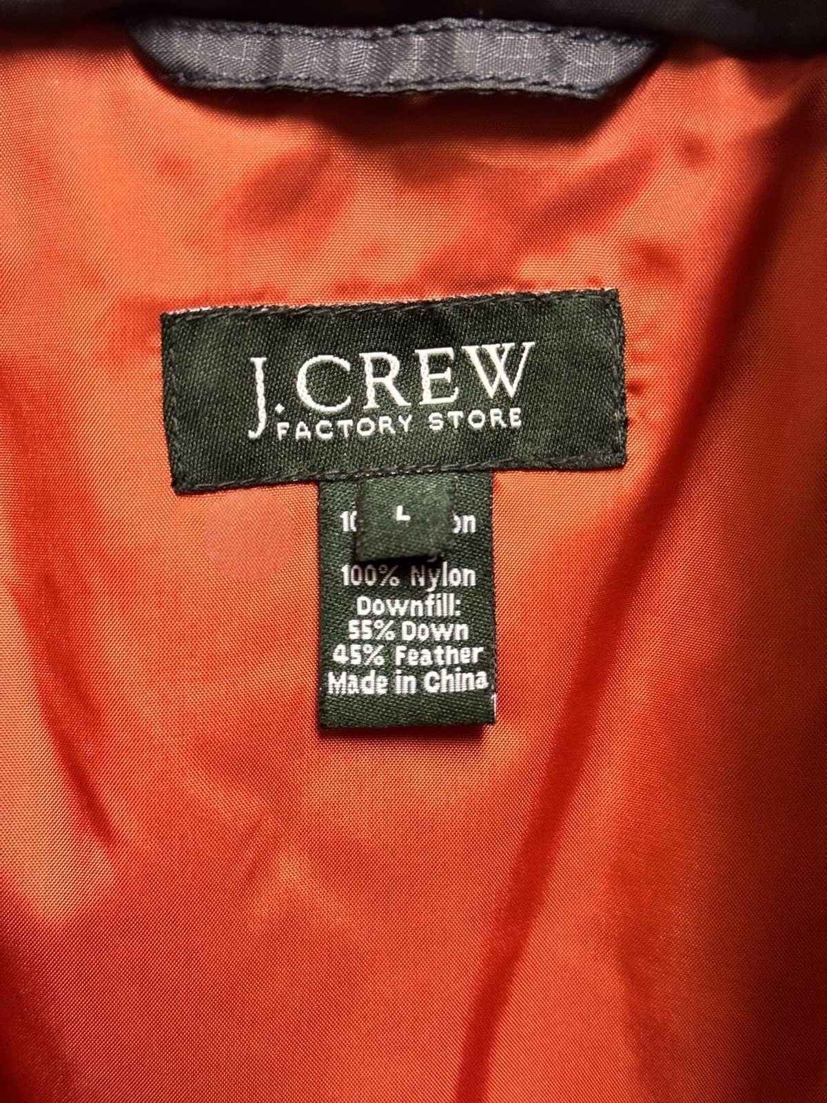J.CREW Fall 2004 Navy & Orange Down Feather Puffer Full-Zip Vest Sz L - Thumbnail 4