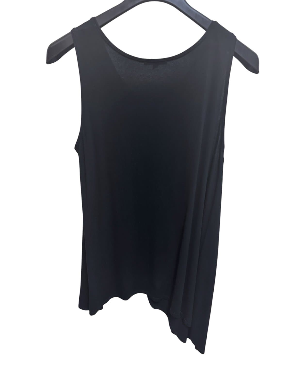 Eileen Fisher Black Asymmetrical Melange Jersey Scoop Neck Tank Sz L $118 - Thumbnail 4