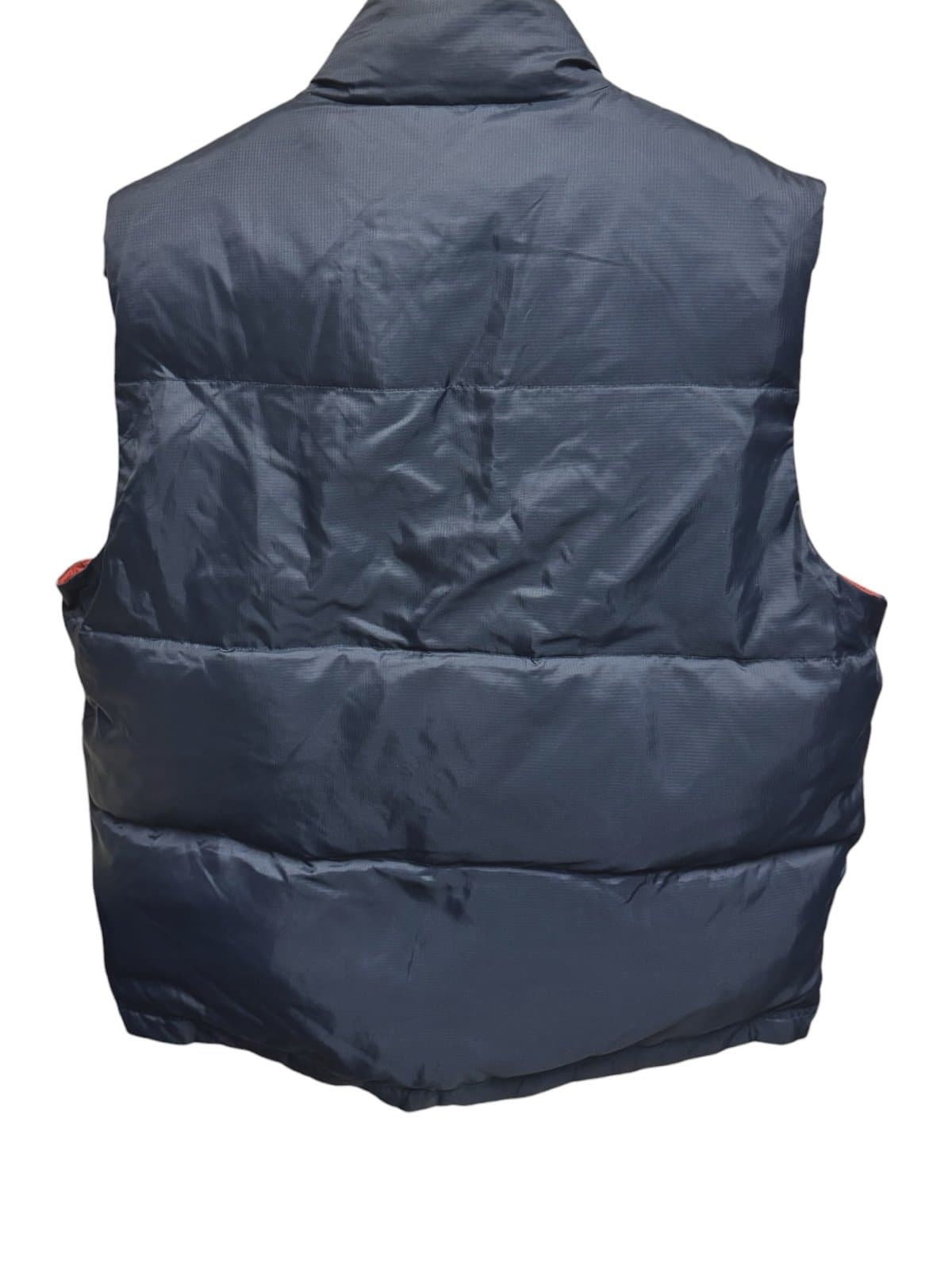 J.CREW Fall 2004 Navy & Orange Down Feather Puffer Full-Zip Vest Sz L - Thumbnail 2