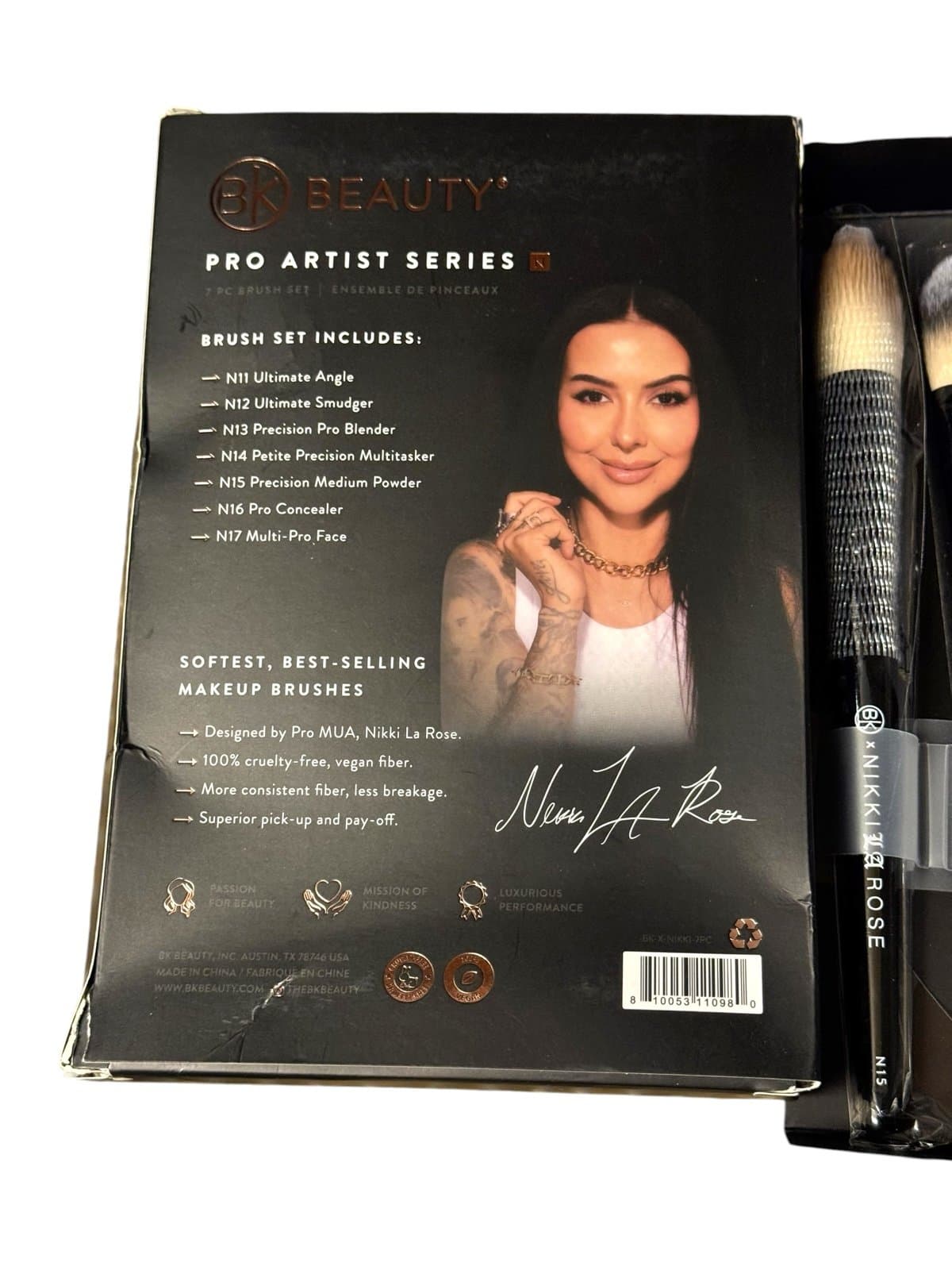 BK Beauty x Nikki LA Rose 7 Pc Pro Artist Brush Set NIB $206 - Thumbnail 4