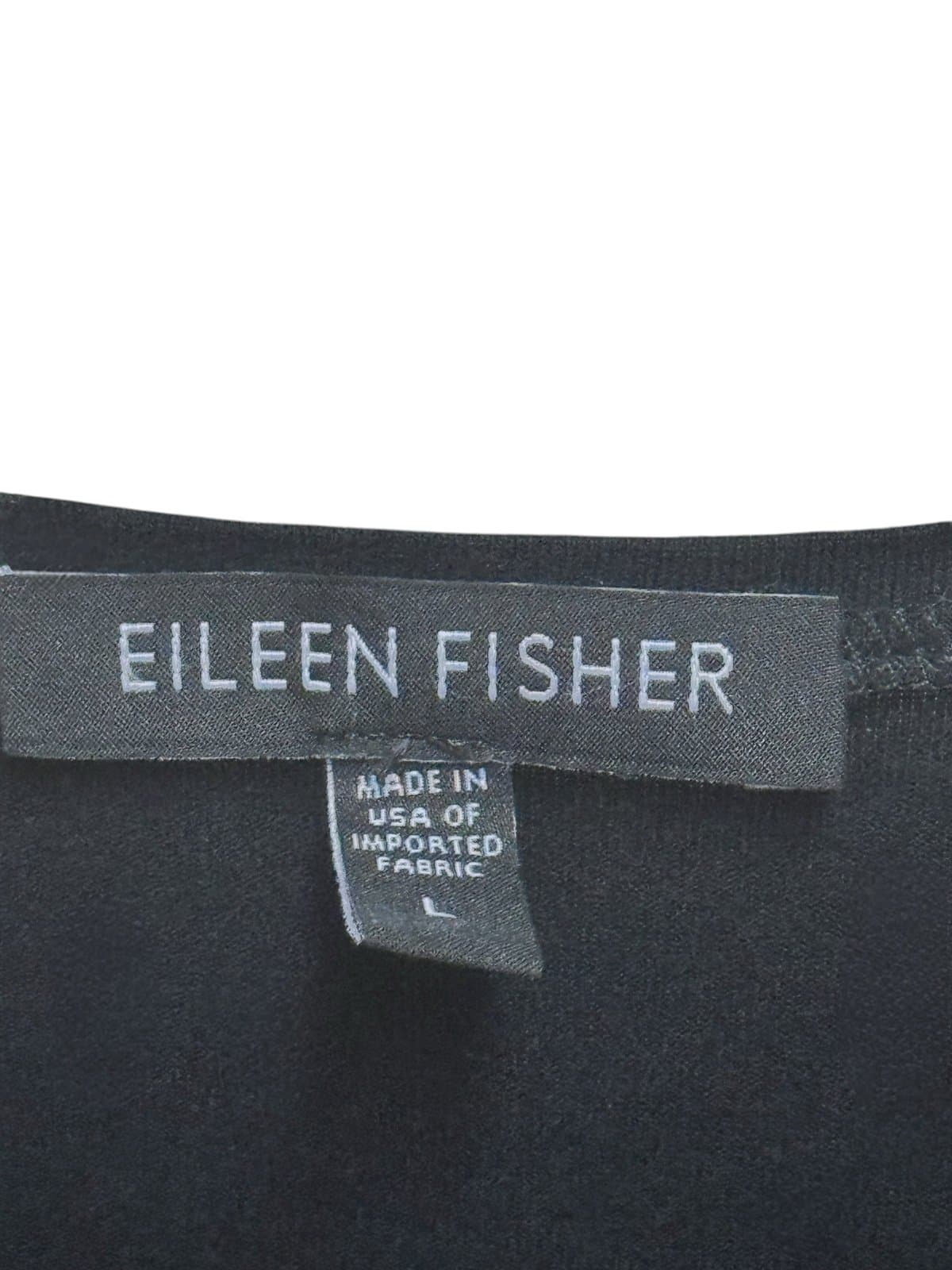 Eileen Fisher Black Asymmetrical Melange Jersey Scoop Neck Tank Sz L $118 - Thumbnail 5