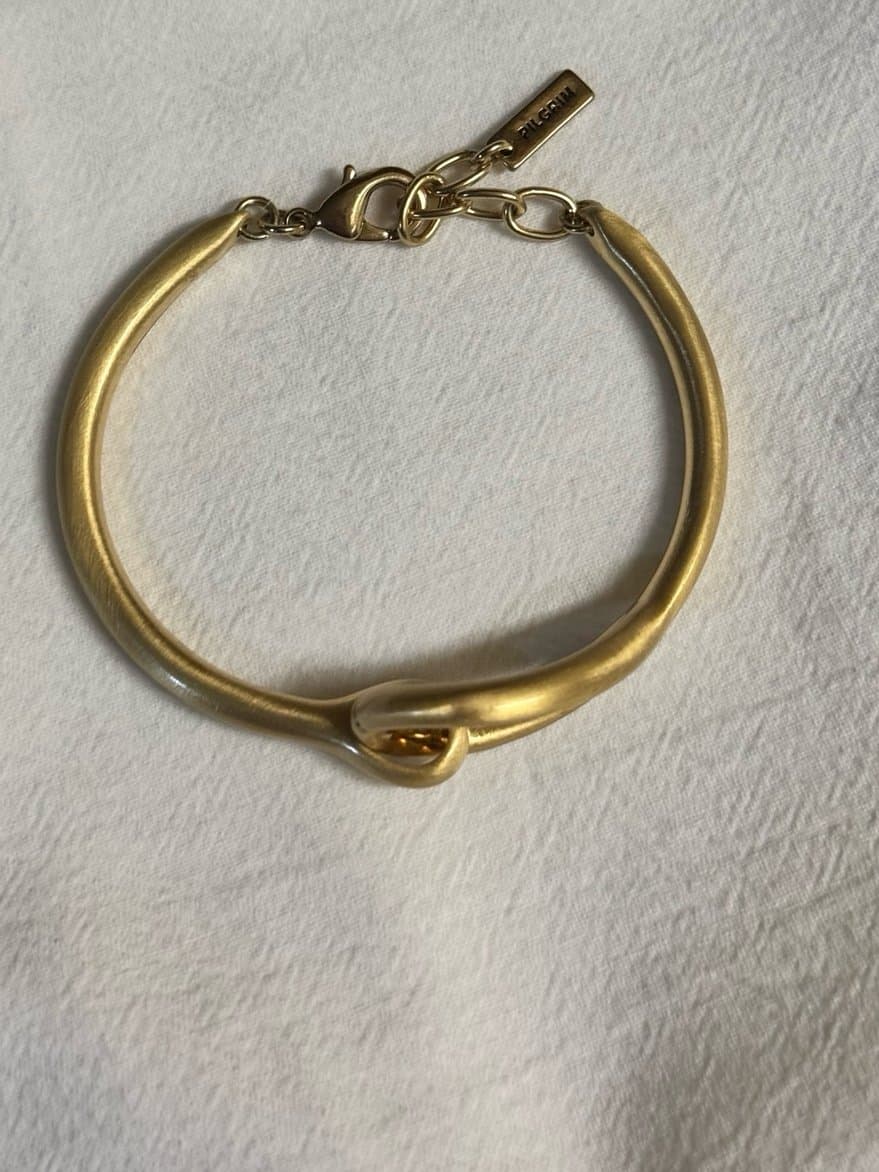 PILGRIM Gold Plated Knotted Modern & Minimalist Bangle Bracelet $59 - Thumbnail 2