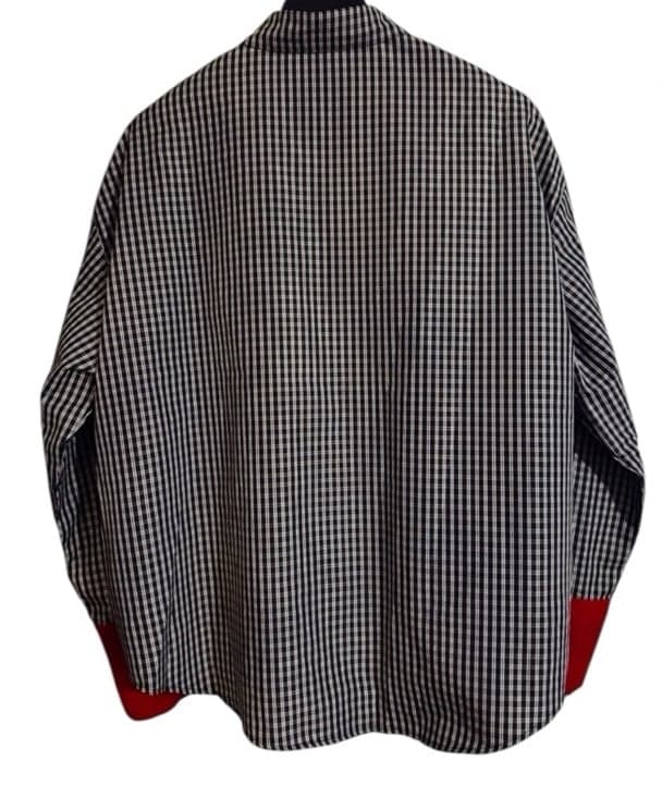 Nova Solaire Oversized Black Plaid w/Red Accent Cuffs Button-Down Shirt Sz L NEW - Thumbnail 4