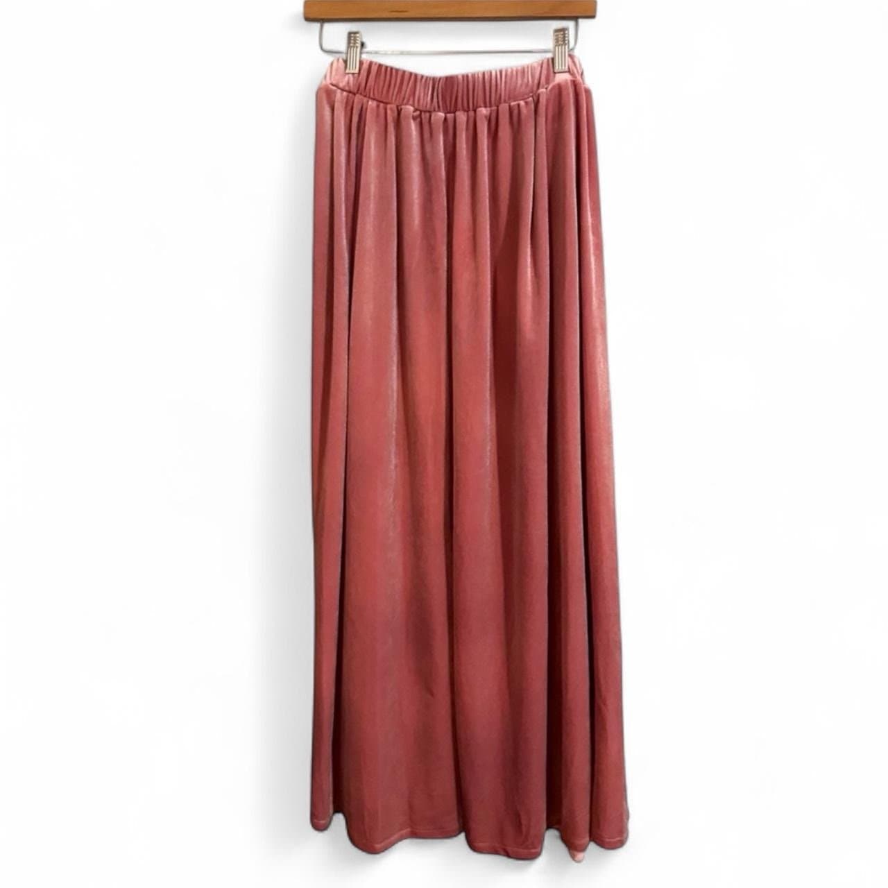 CHIC VERSE Bubblegum Pink Velvet A-Line Maxi Skirt Sz L NEW - Thumbnail 3