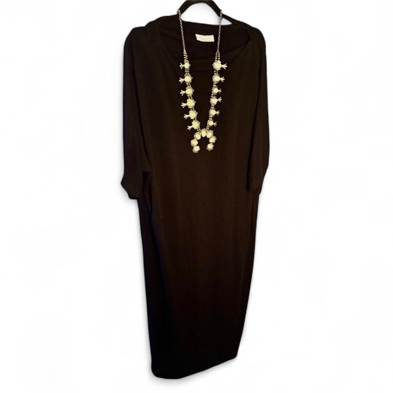 BRYN WALKER Black Boat Neck Dolman Half Sleeve Siro Rayon Maxi Dress Sz XS - XL - Image 1