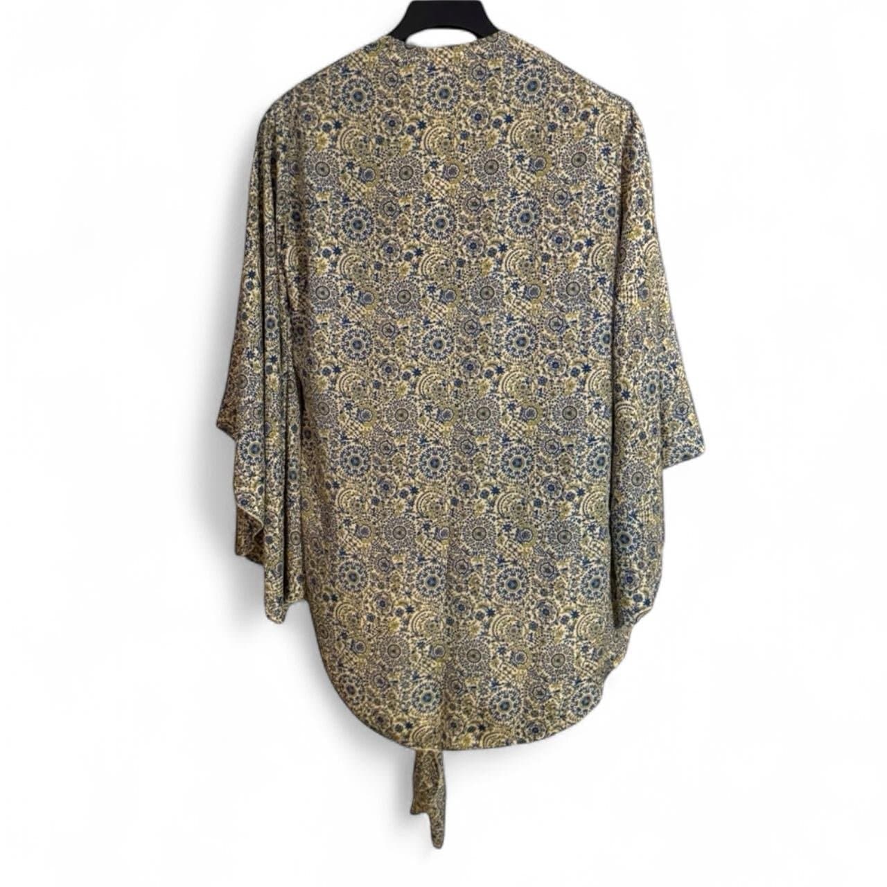 KARMA HIGHWAY Green & Blue Floral Medallion Silky Kimono w/ Tie Duster Sz OS NWT - Thumbnail 3