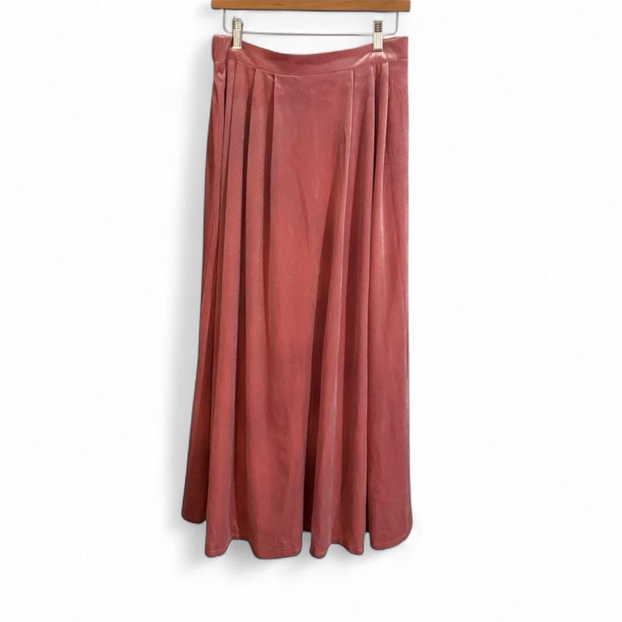 CHIC VERSE Bubblegum Pink Velvet A-Line Maxi Skirt Sz L NEW - Image 1