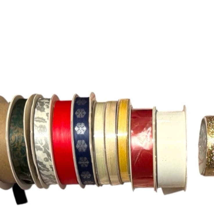 47 Rolls of Christmas Holiday Ribbon - New & Vintage Lot for Crafts Packages - Thumbnail 6