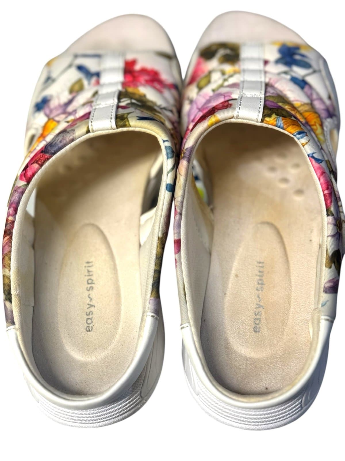 Easy Spirit White/Pink Floral Traciee Lightweight Flat Easy-On Sandals Sz 10N - Thumbnail 5
