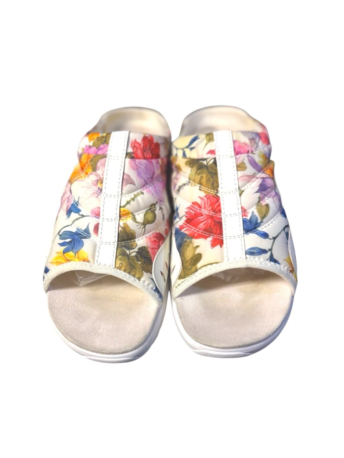 Easy Spirit White/Pink Floral Traciee Lightweight Flat Easy-On Sandals Sz 10N - Thumbnail 2