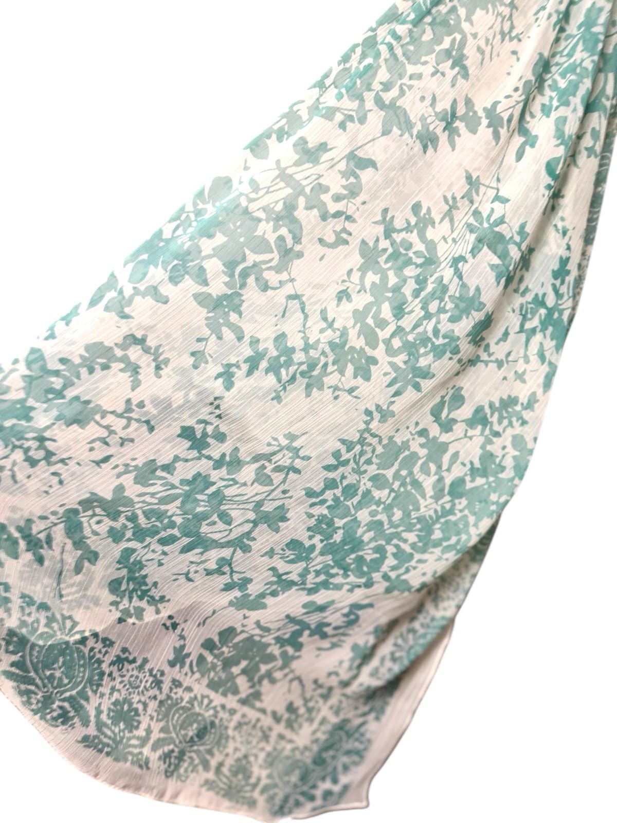 World Market Baby Blue & Ivory Boho Romance Floral Chiffon Scarf NWT Deadstock - Image 1