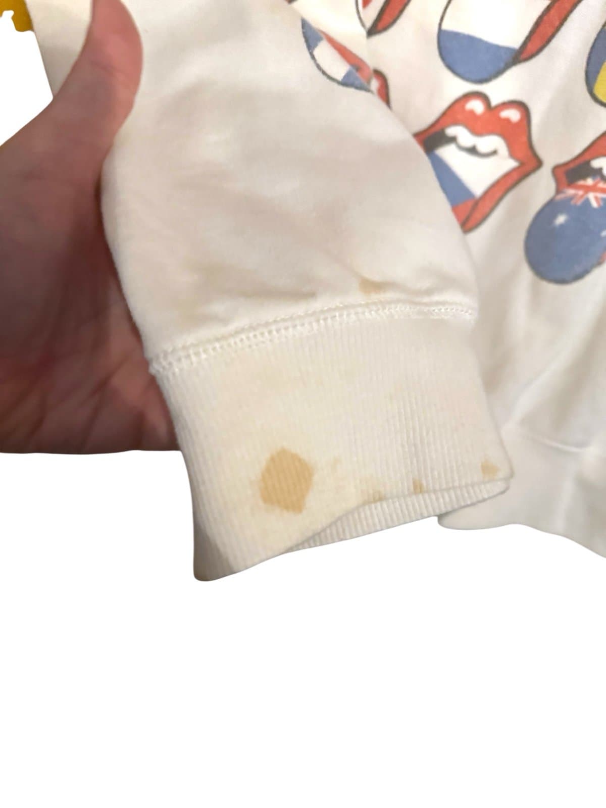 Rolling Stones x American Eagle Mustard & White International Licks Sweatshirt M - Thumbnail 3