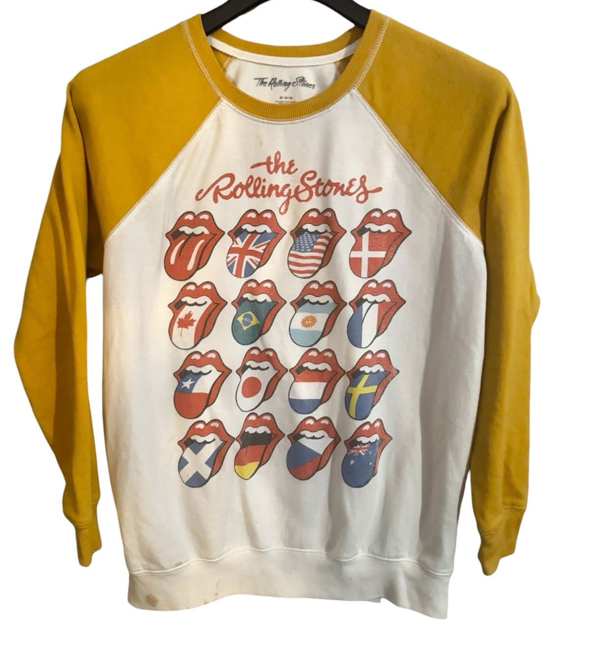 Rolling Stones x American Eagle Mustard & White International Licks Sweatshirt M - Image 1