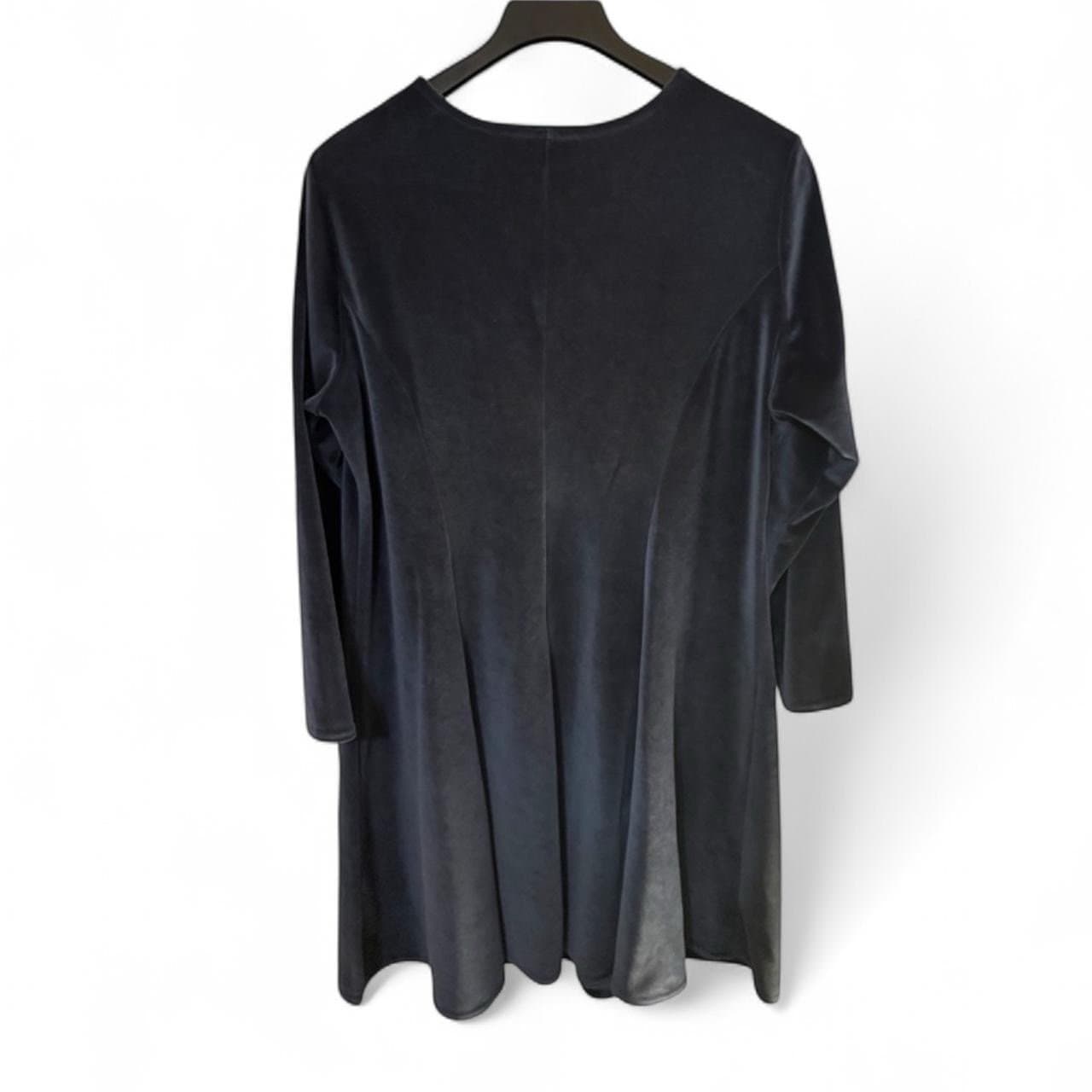 DESIGNS by LANE BRYANT Early 90’s Blue Velour Long Sleeve Shift Dress Sz 14/16 - Thumbnail 3