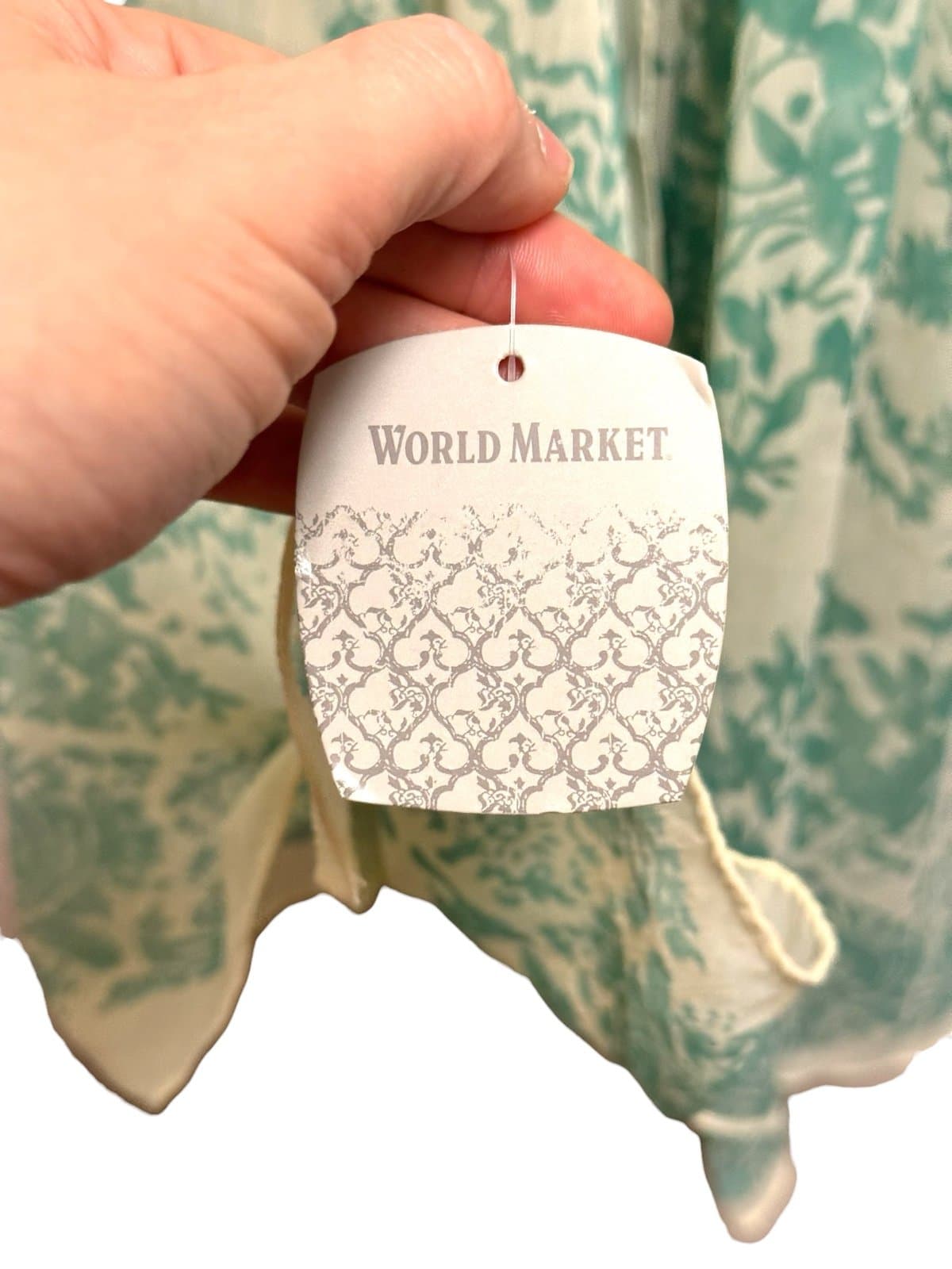 World Market Baby Blue & Ivory Boho Romance Floral Chiffon Scarf NWT Deadstock - Thumbnail 3