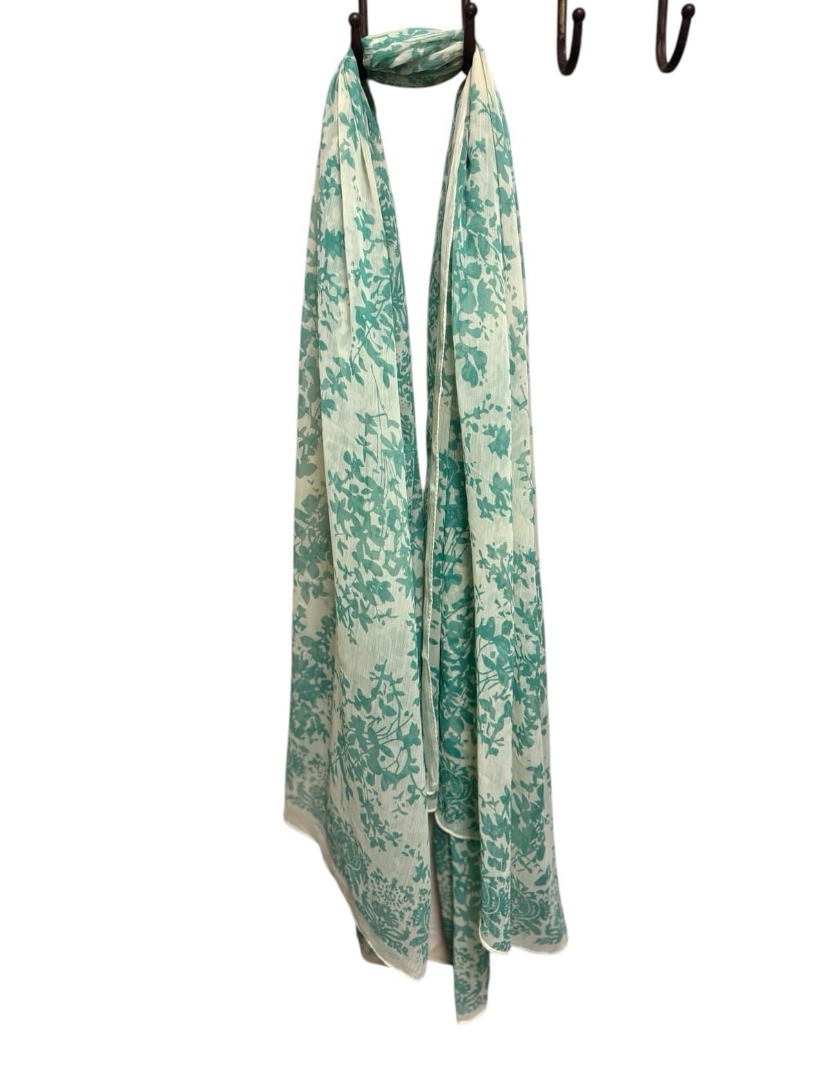 World Market Baby Blue & Ivory Boho Romance Floral Chiffon Scarf NWT Deadstock - Thumbnail 2