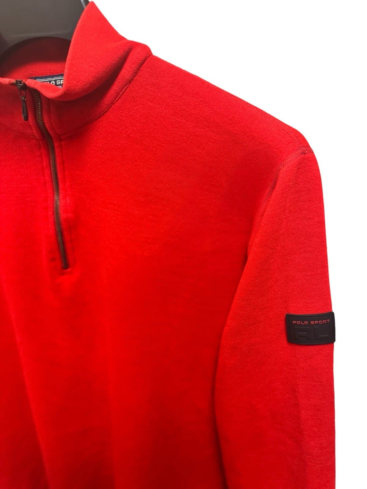 POLO SPORT Ralph Lauren Mid-90s Red Quarter-Zip Fleece Pullover Sweater Sz XL - Thumbnail 2