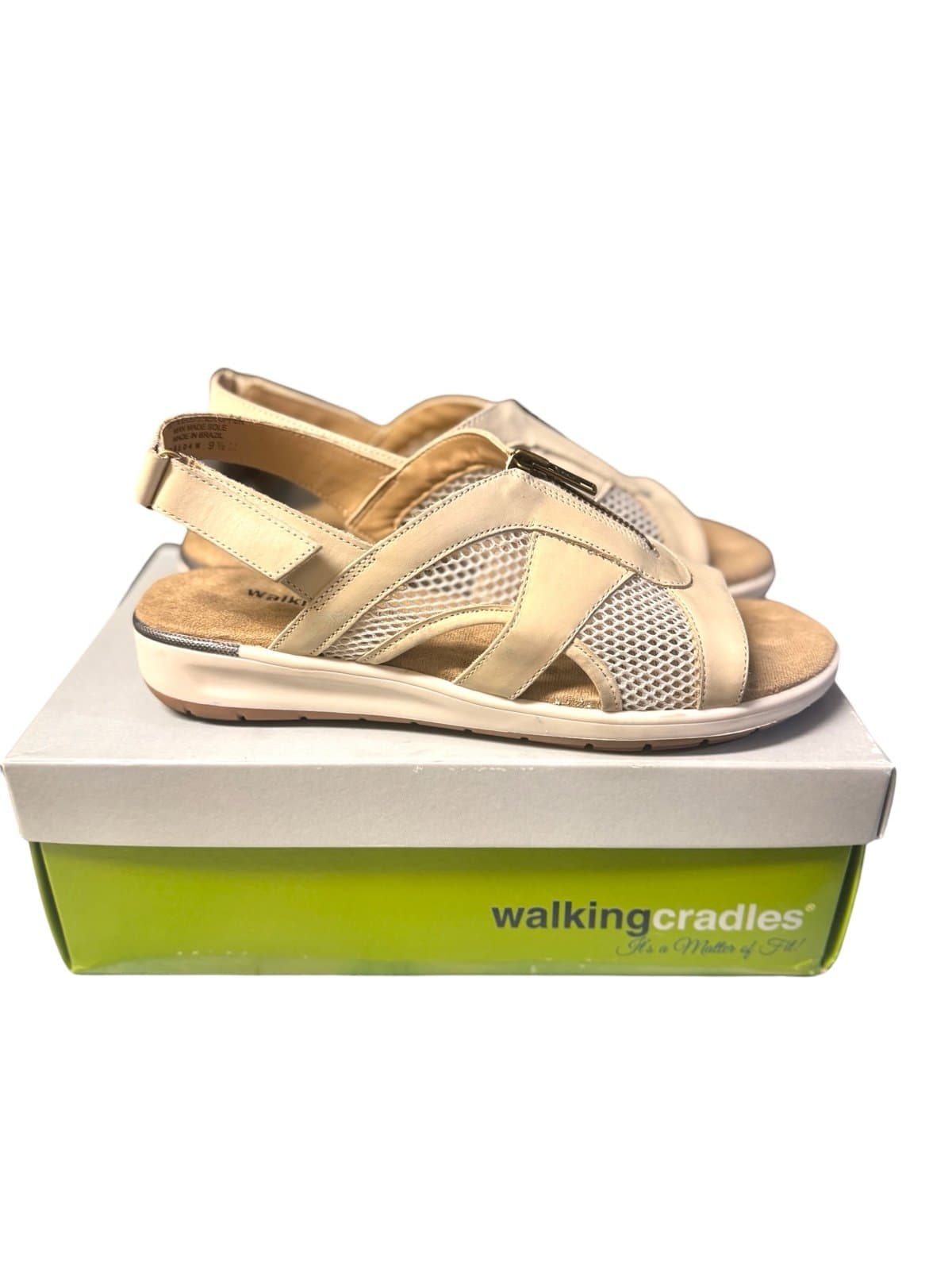 Walking Cradles Bone Nubuck Spencer Mesh Zipper Velcro Sandals Sz 9.5 $120 - Image 1
