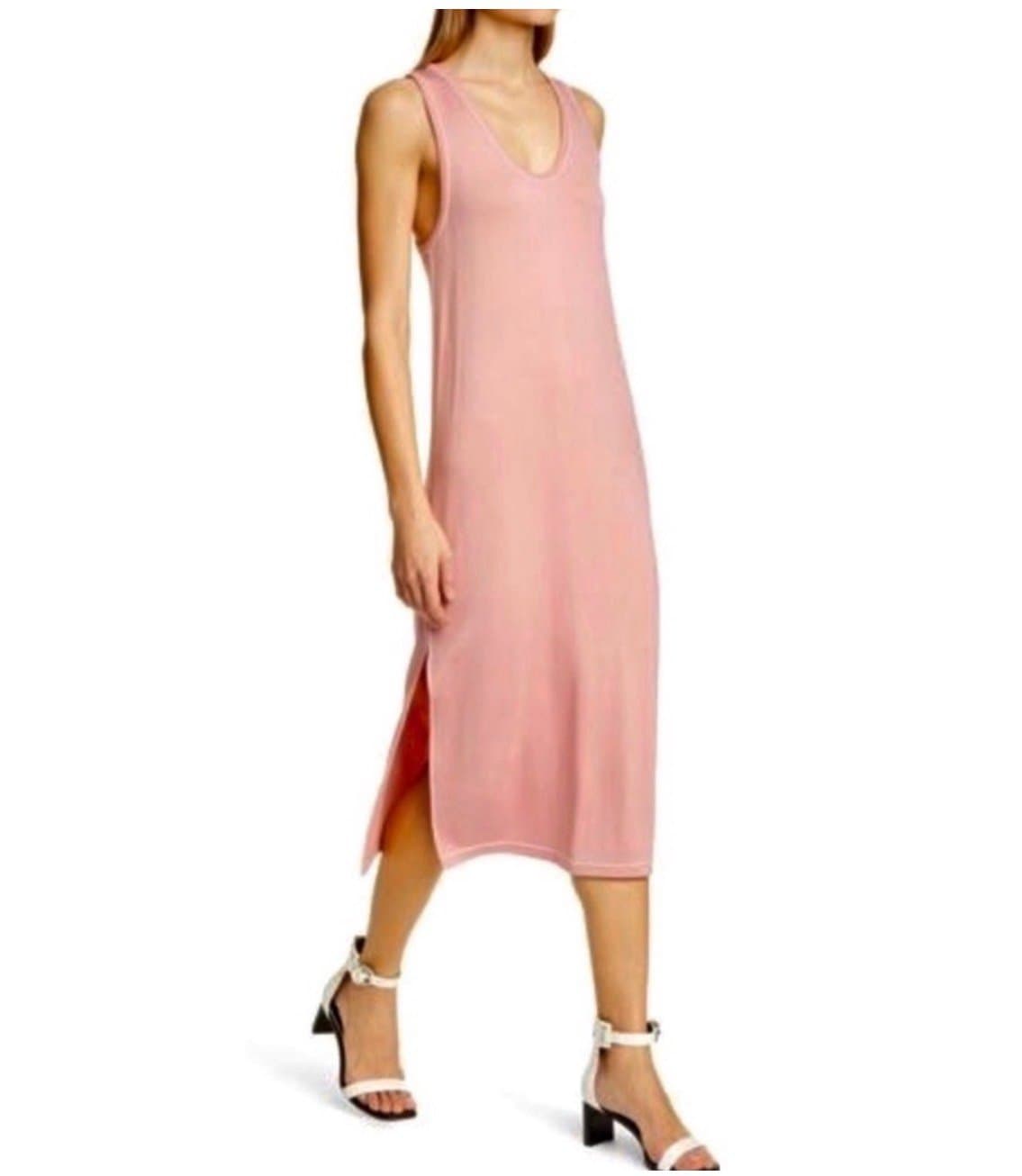 RAG & BONE Pale Rose Marlon Midi Tank Dress Sz L $225 - Image 1