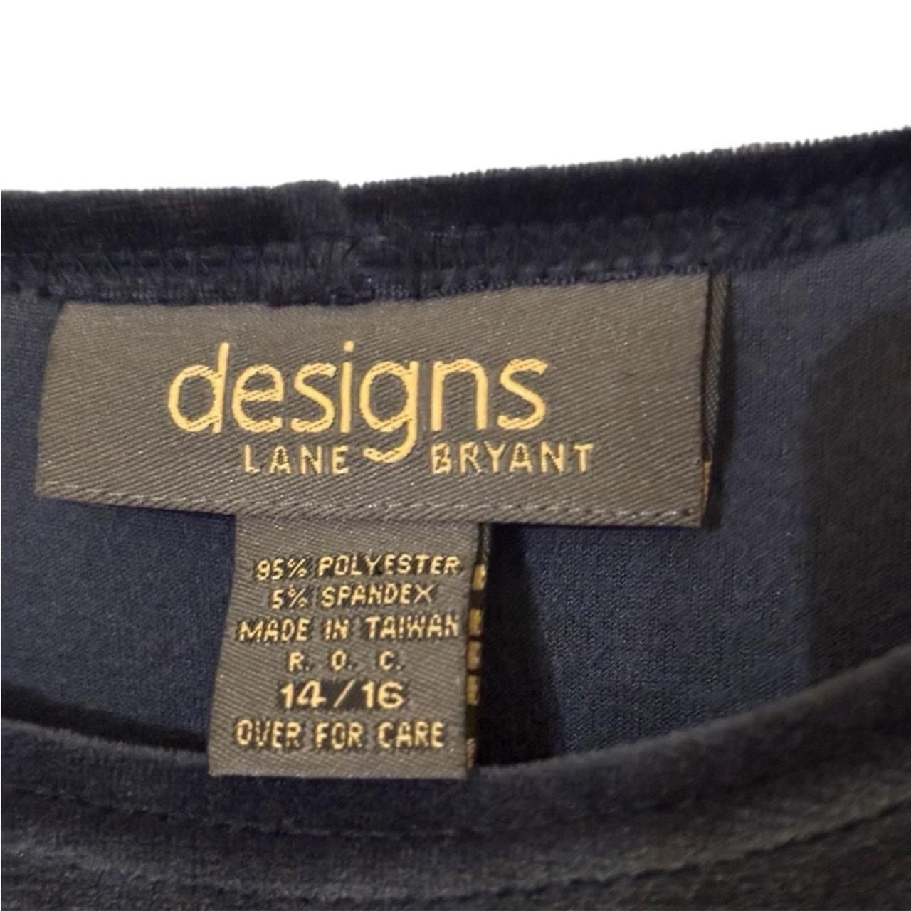 DESIGNS by LANE BRYANT Early 90’s Blue Velour Long Sleeve Shift Dress Sz 14/16 - Thumbnail 4