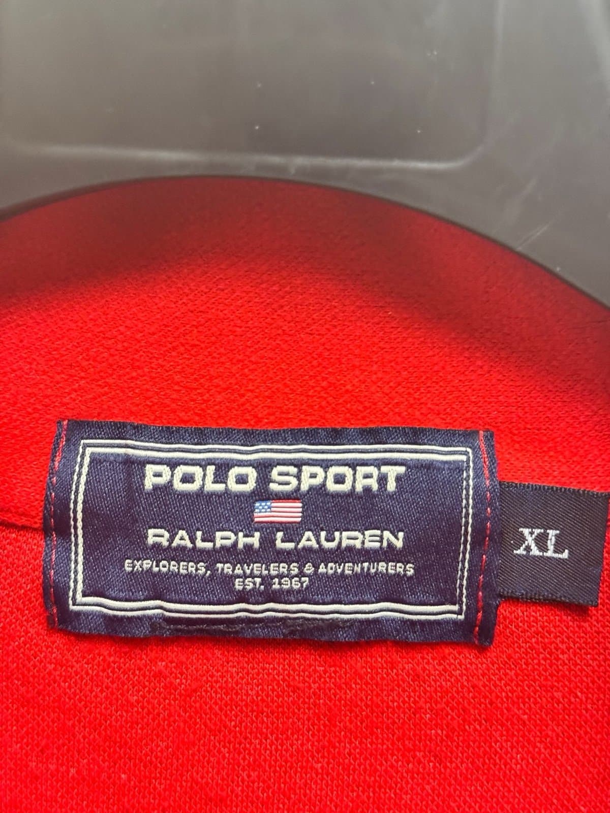 POLO SPORT Ralph Lauren Mid-90s Red Quarter-Zip Fleece Pullover Sweater Sz XL - Thumbnail 7