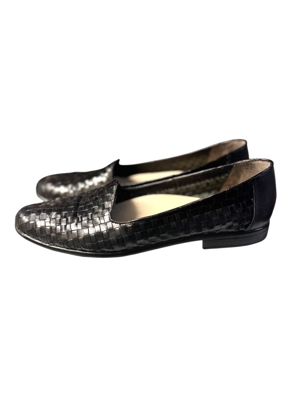 TROTTERS 00s Black Liz Woven Leather Loafers Sz 10N $110 - Thumbnail 3