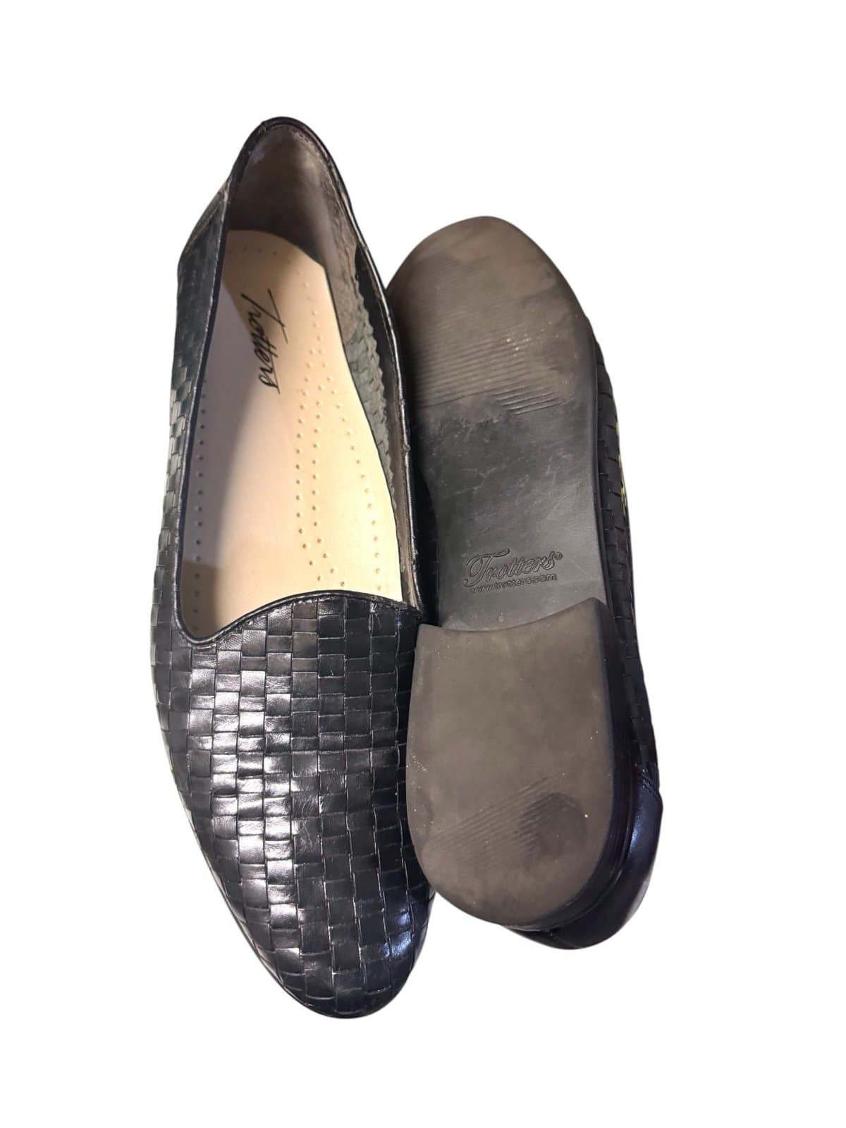 TROTTERS 00s Black Liz Woven Leather Loafers Sz 10N $110 - Thumbnail 7