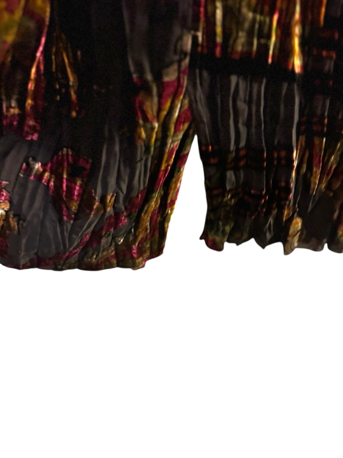 ALBERTO MAKALI Late 90s Black Floral Paisley Crushed Velvet Crinkled Duster Sz L - Thumbnail 5