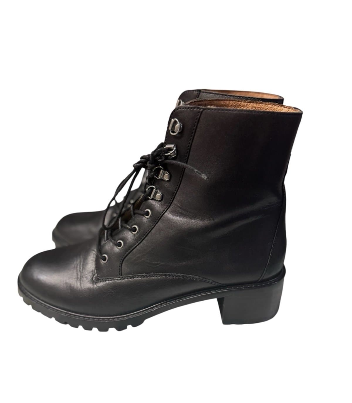 MADEWELL Black Leather The Julien Lace-Up Lugsole Boots Sz 11 $228 Sold Out - Image 1
