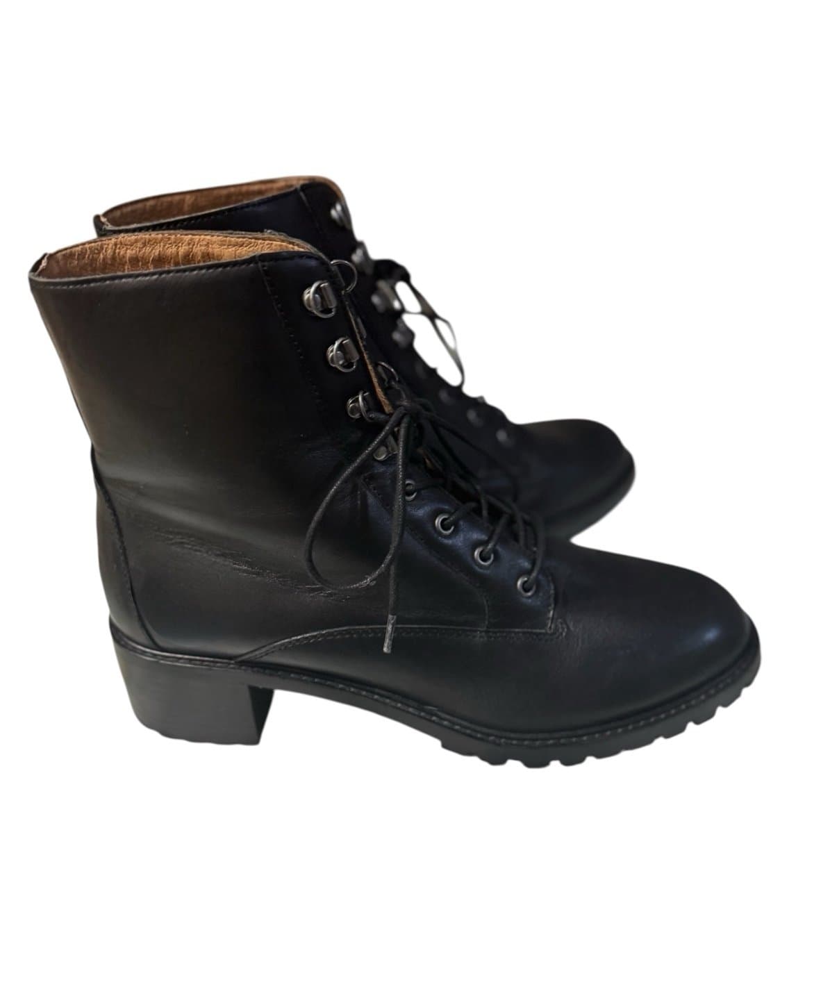 MADEWELL Black Leather The Julien Lace-Up Lugsole Boots Sz 11 $228 Sold Out - Thumbnail 4