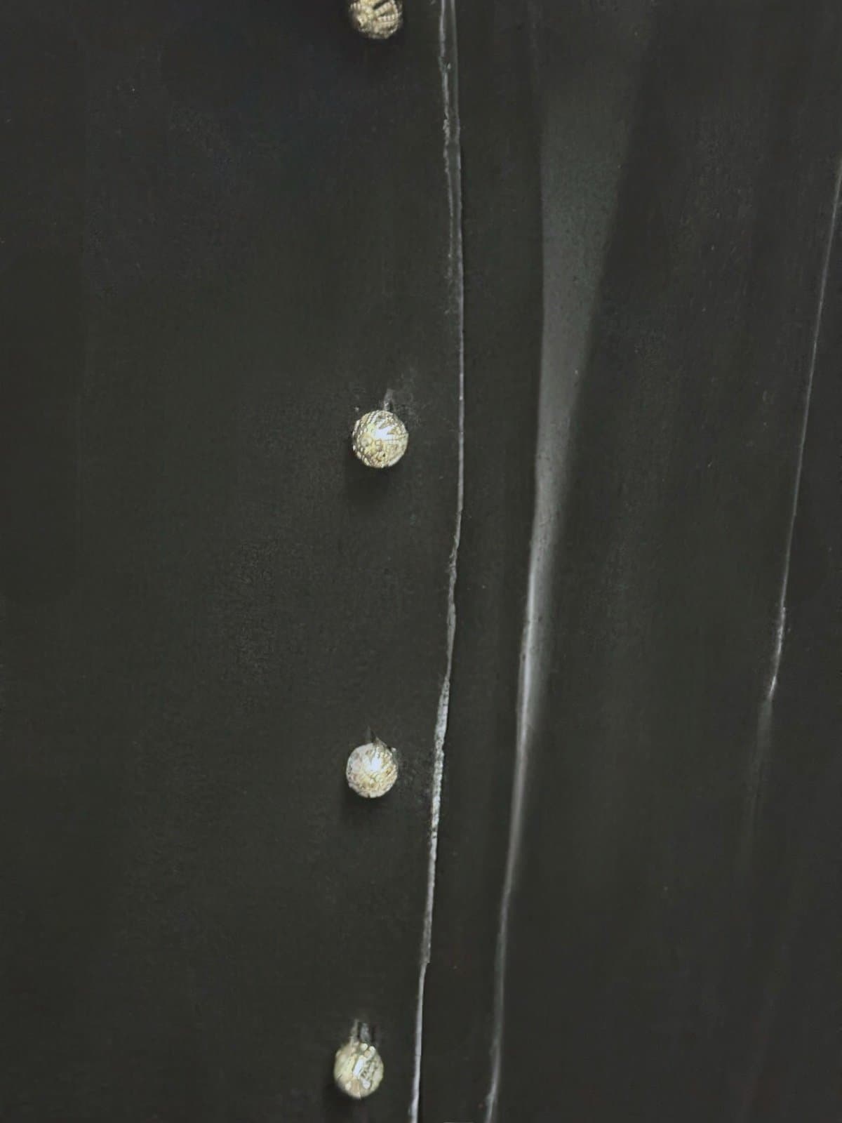 J. JILL Black Mixed Media Velvet & Lace Tunic Blouse w/Ornate Buttons Silk Sz MP - Thumbnail 3