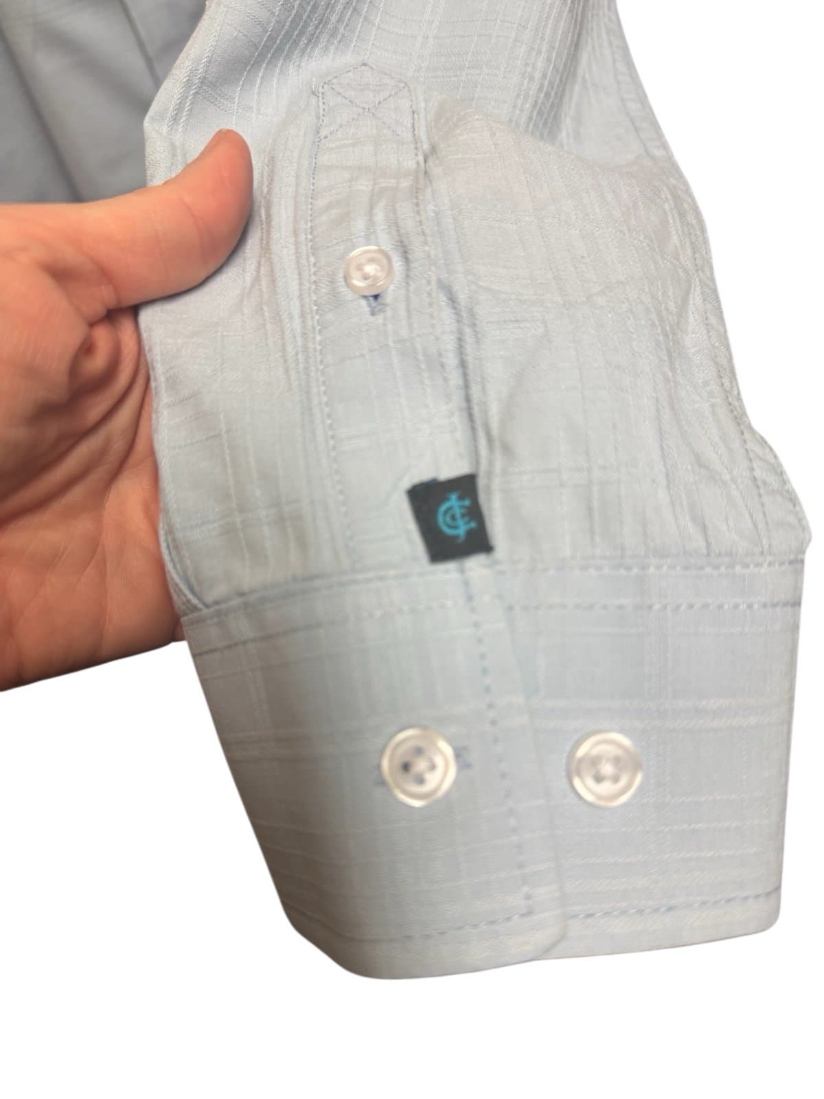 CODY JAMES Core Light Blue Textured Slub LS Button-Down Shirt Sz L - Thumbnail 3