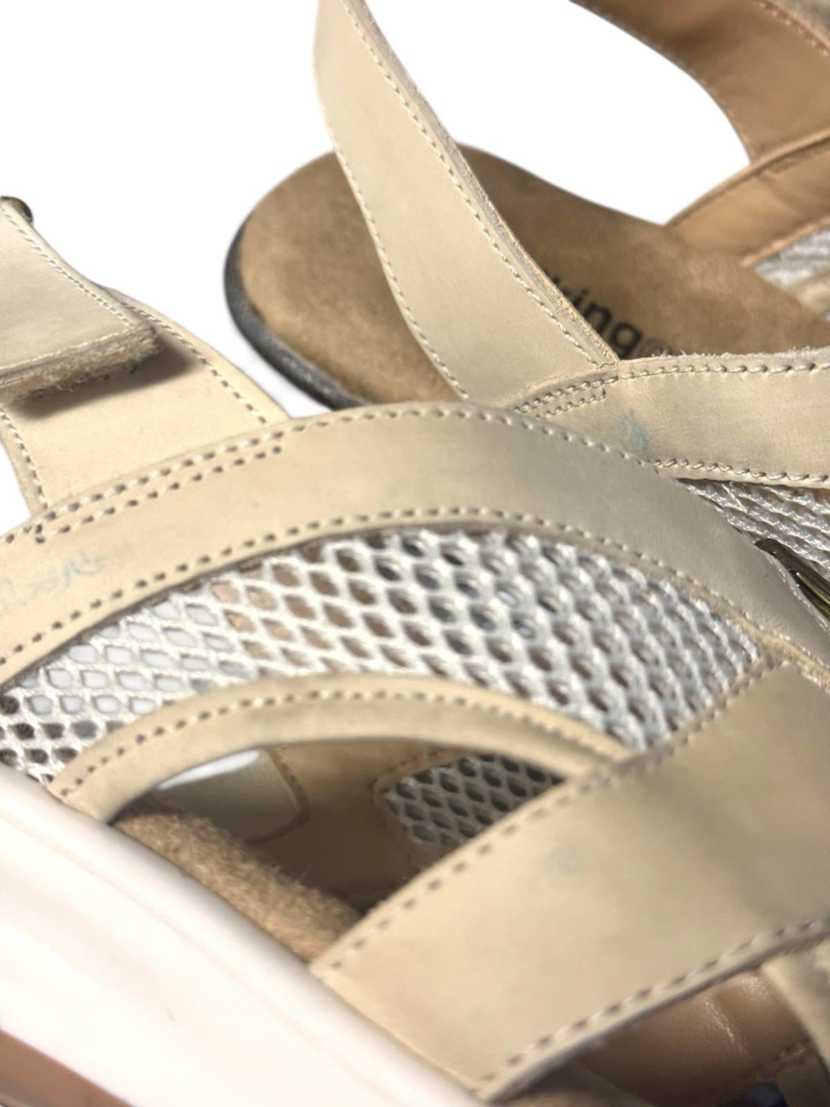 Walking Cradles Bone Nubuck Spencer Mesh Zipper Velcro Sandals Sz 9.5 $120 - Thumbnail 4