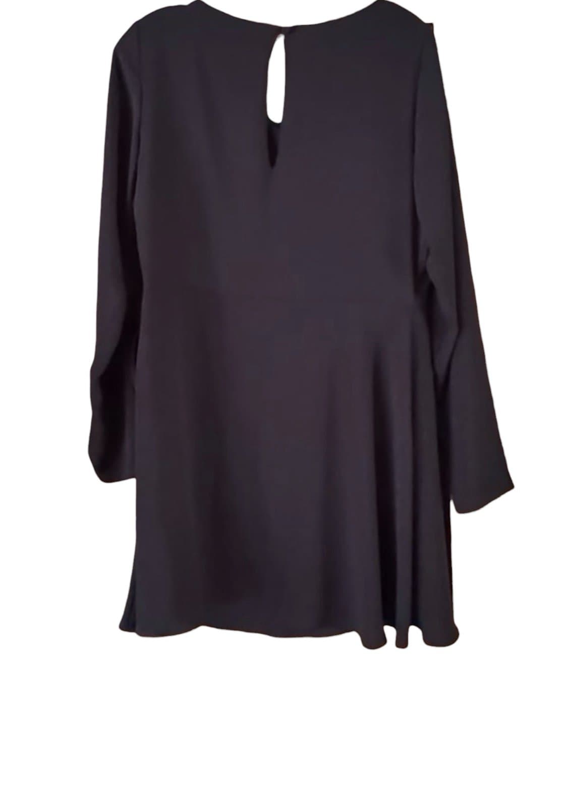 FREE PEOPLE Vintage Y2K Black Beaded Rhinestone Long Sleeve Mini Dress Sz 12 NEW - Thumbnail 3