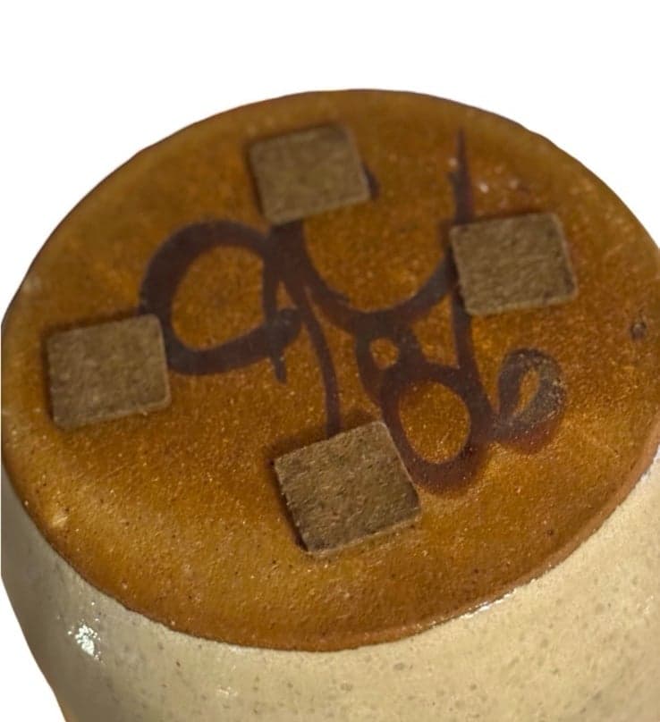 80’s Handmade Large Taupe Pottery Stoneware Dog ‘Treats’ Jar Signed - Thumbnail 6