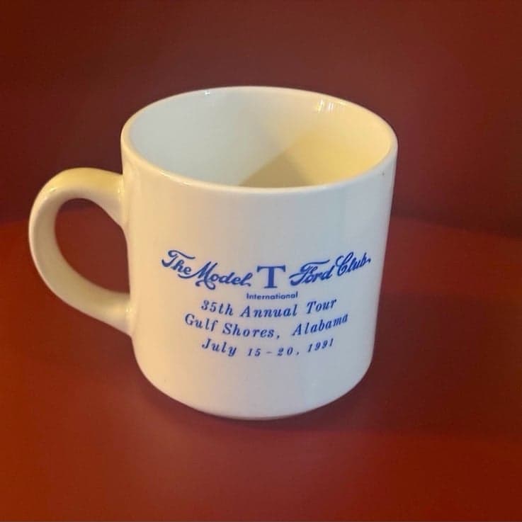 The Model T FORD Club 1991 35th Annual Tour Gulf Shores AL Porcelain 10oz Mug - Image 1